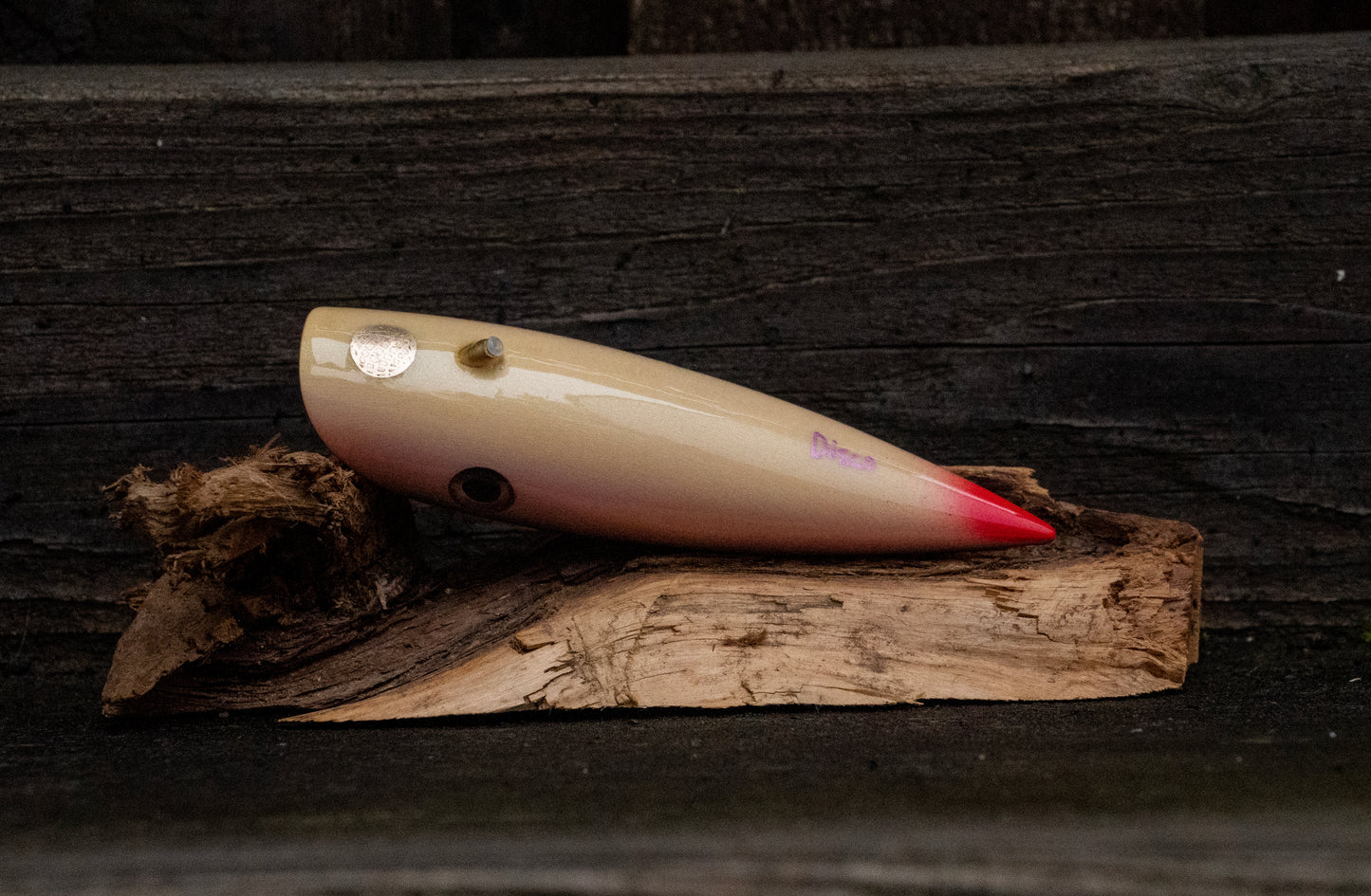 Medium Signature - Lavender back with gold scale over wood grain with UV