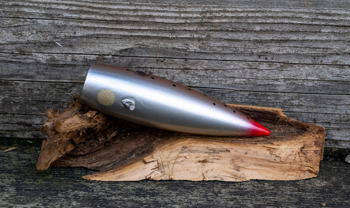 Medium Tyee Pool Special - Green scale back with pink stripe and spots over metallic base with UV