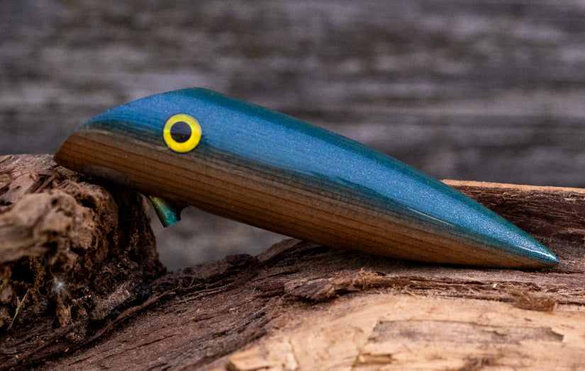 Small Signature - Raw Cedar Blue Back with UV Green Scale