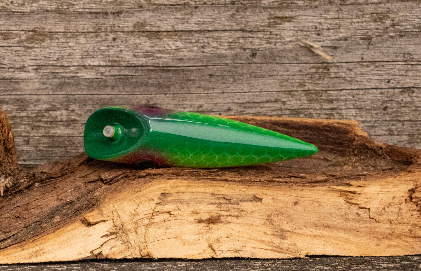 Custom 3 inch - Green back and scale with pink eye spot and red tail with UV