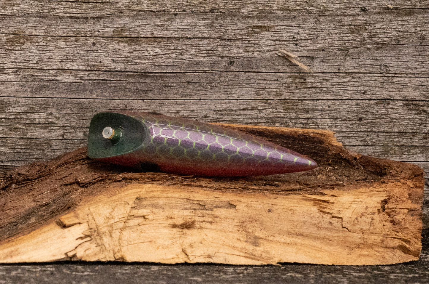 Custom Yew 2.75 inch - Pink stripe with purple scales over green back and red tail with UV