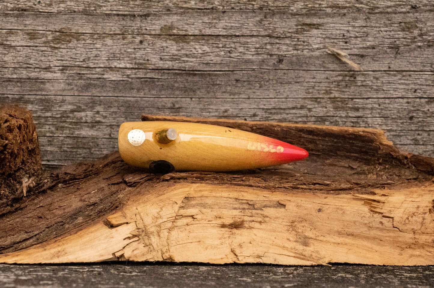 Extra Small Signature - Blue/green scale over wood grain and red tail with UV