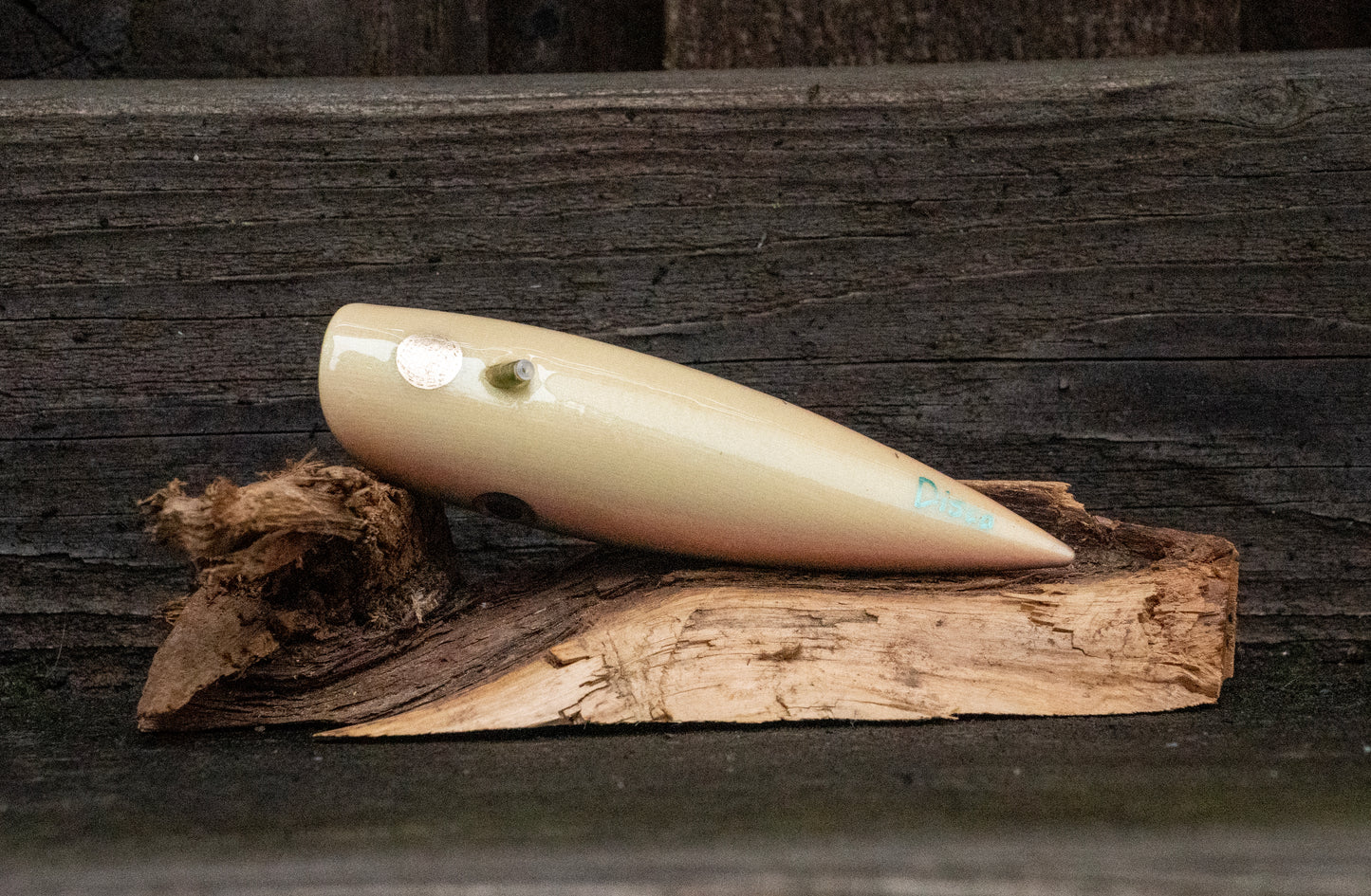 Medium Signature - Aquamarine colour shift over wood grain with UV