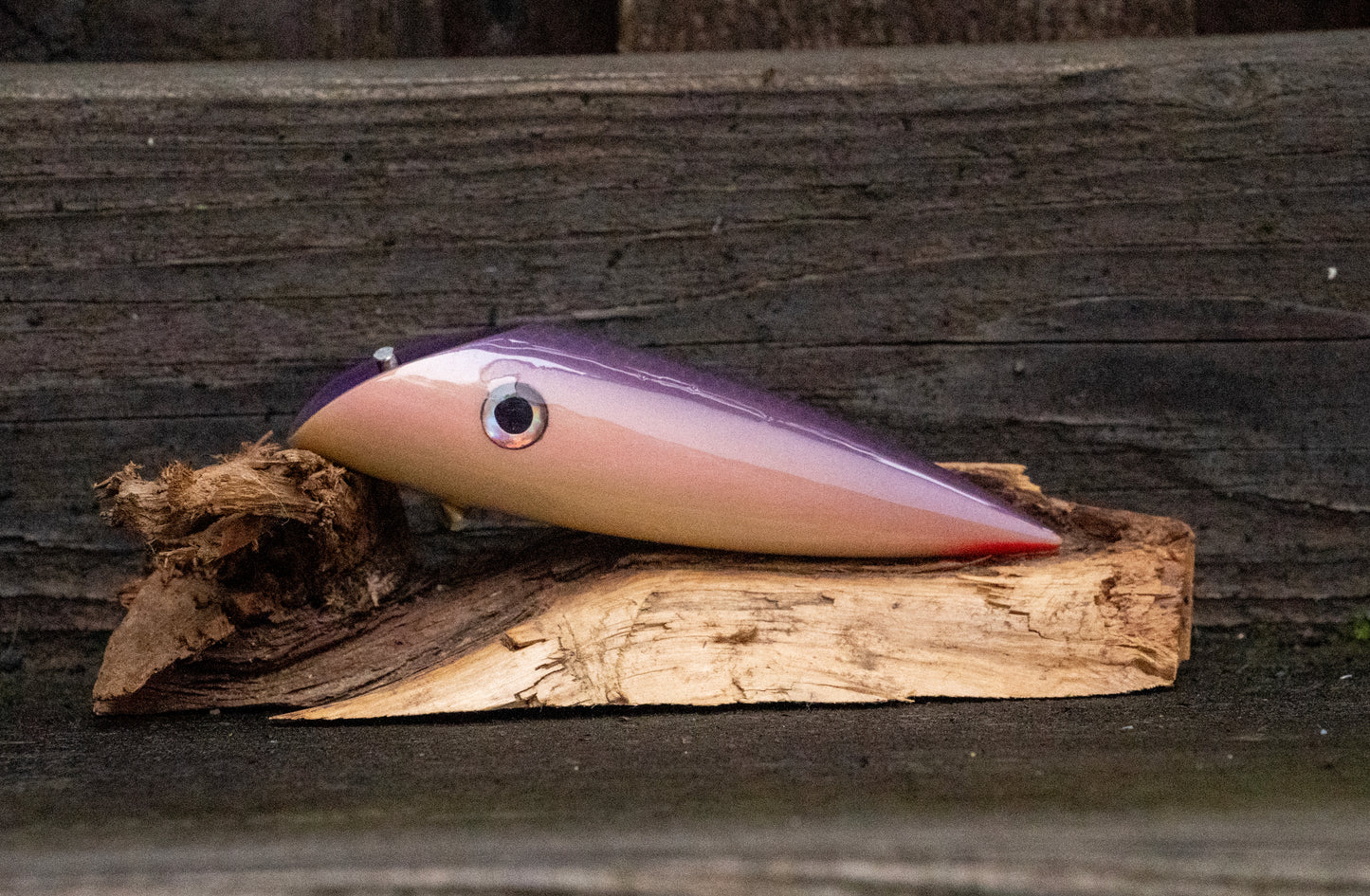 Medium Signature - Lavender back with gold scale over wood grain with UV