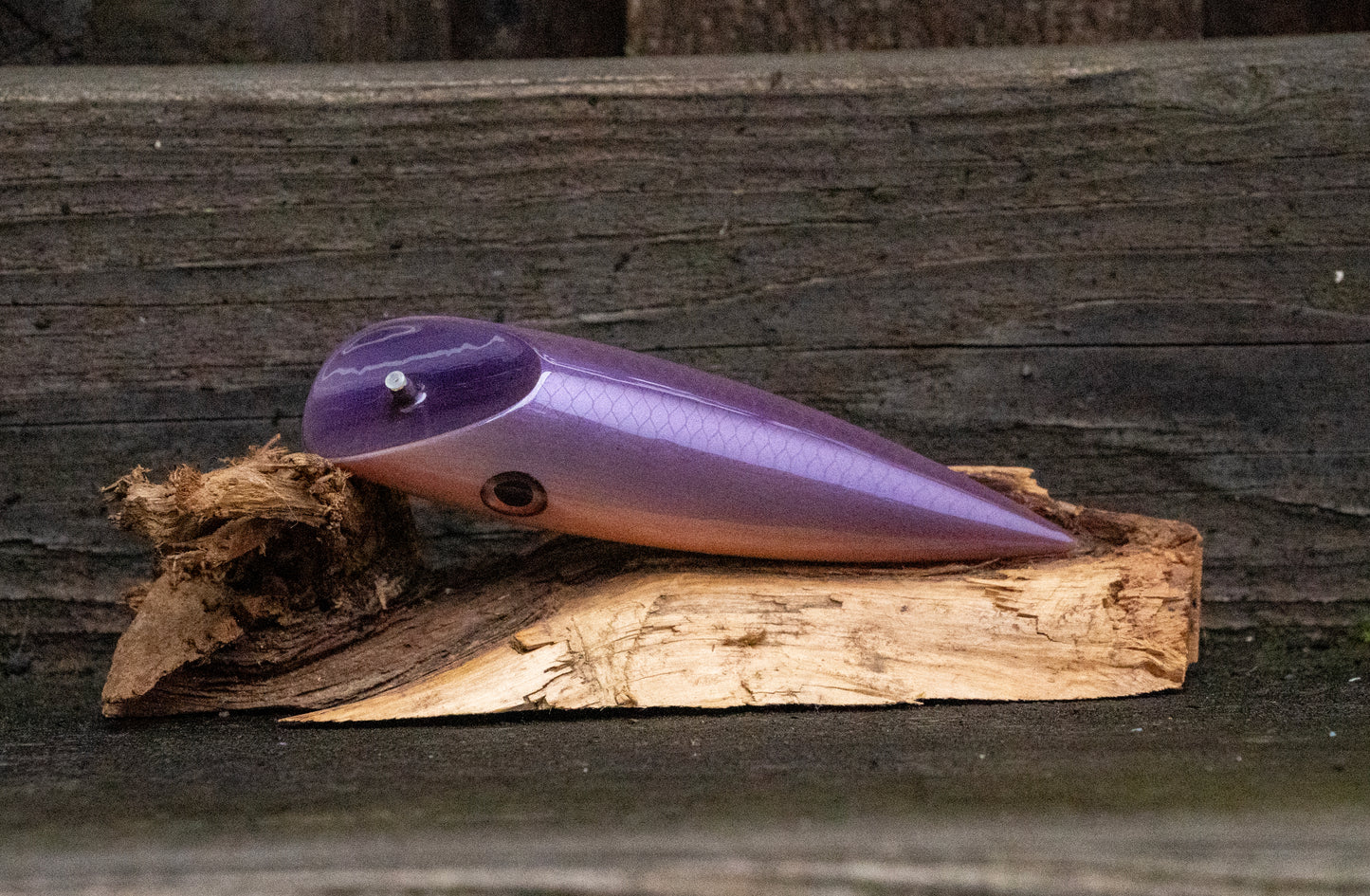 Medium Signature - Lavender back with gold scale over wood grain with UV