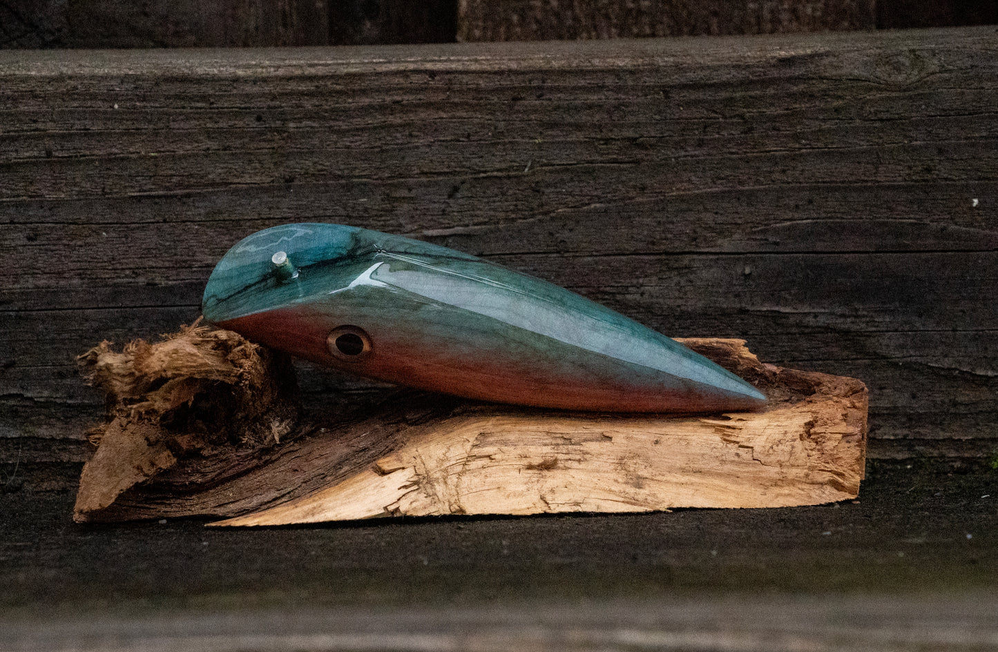 Medium Signature - Blue rainbow fleck over Yew burl with UV