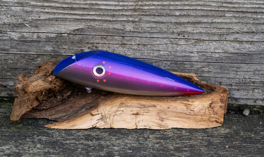 Medium Signature - Blue back with pink stripe and UV dots over metallic base