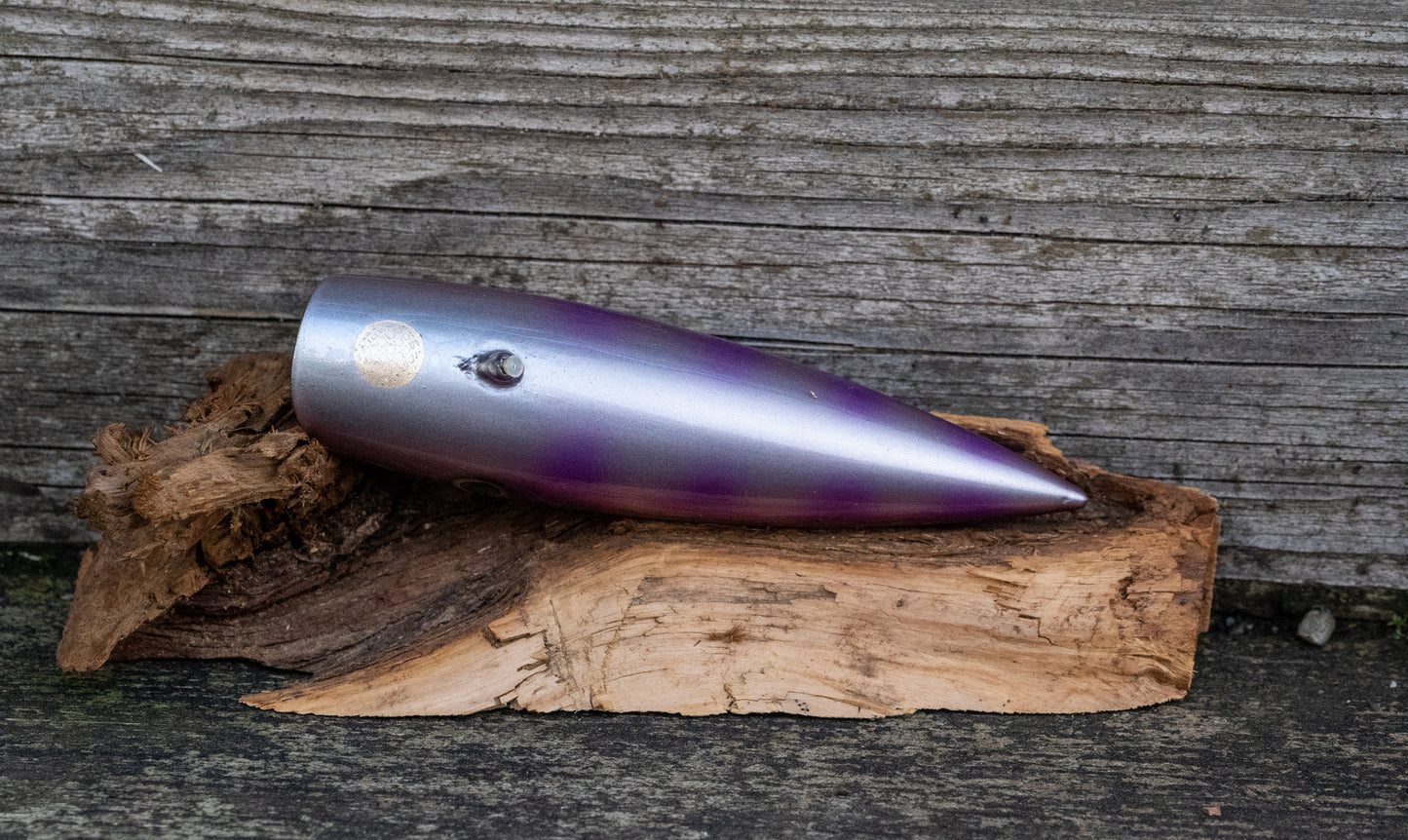 Medium Signature - Black sparkle back with pink stripe and parr marks over metallic base with UV