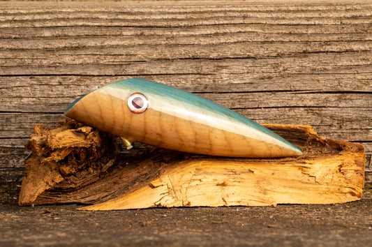 Medium Signature - Light blue colourshift back over yew burl with UV