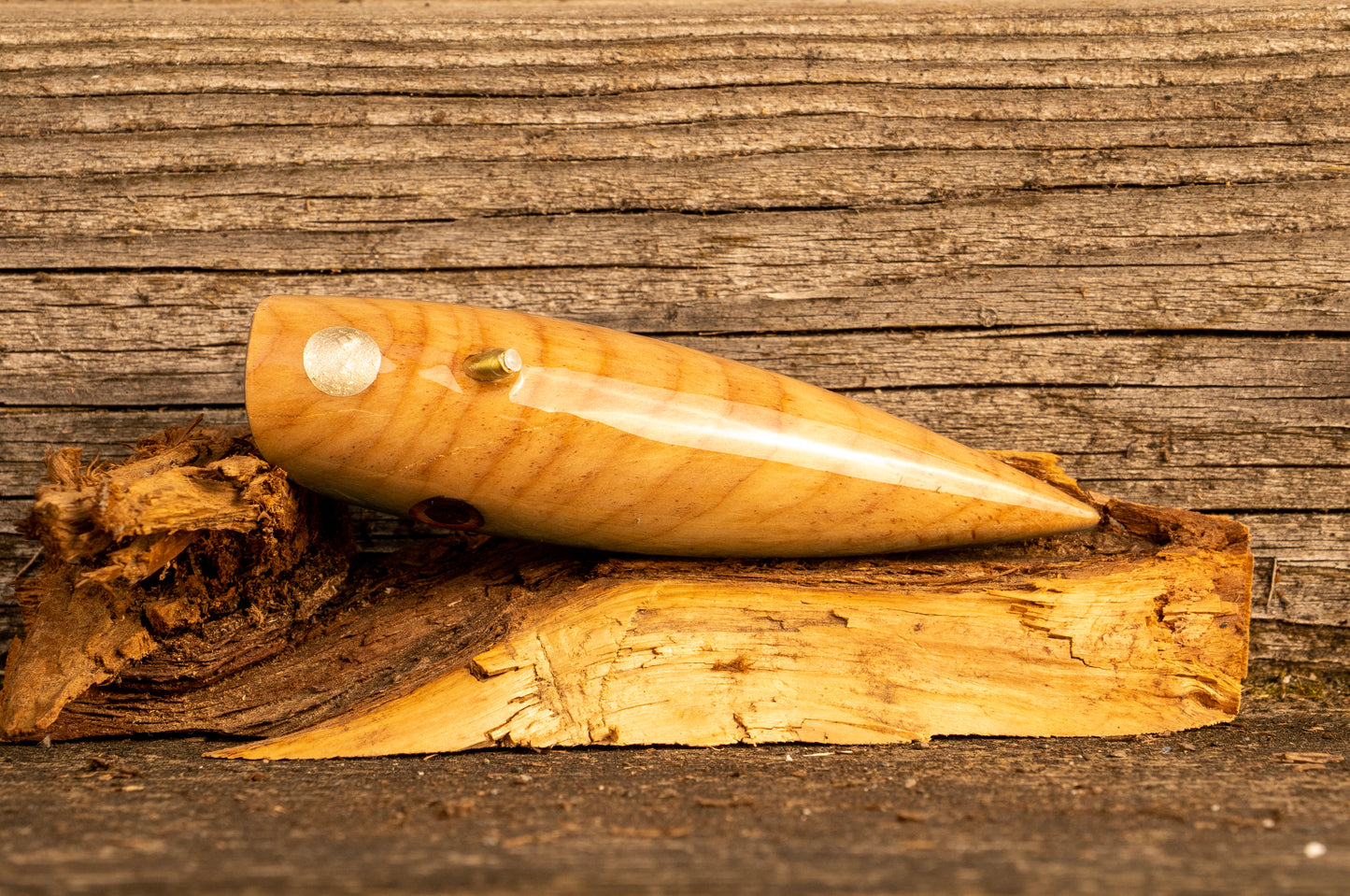 Medium Signature - Light blue colourshift back over yew burl with UV